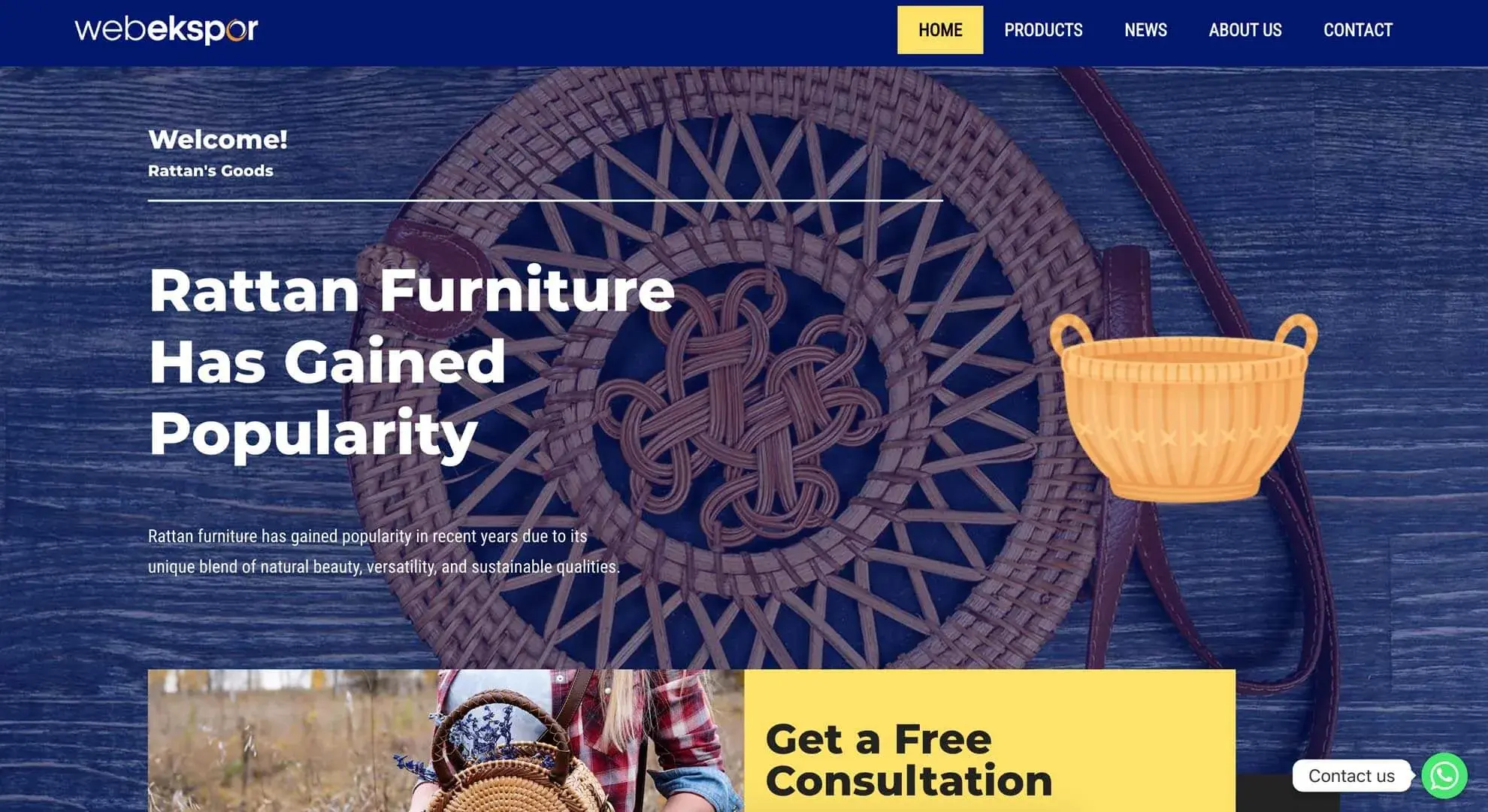 Template Workshop Profile untuk website UMKM kategori Furniture & Kerajinan